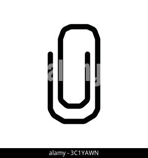 Paperclip icon, black outline. Hand drawn office element. Stock Vector