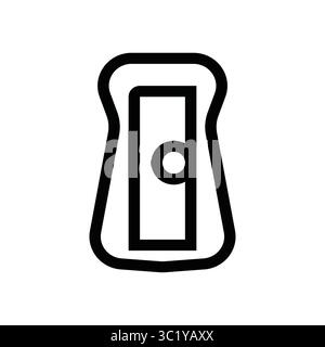 Pencil sharpener icon, sharpener. Simple black outline illustration. Hand drawn office stationary Stock Vector