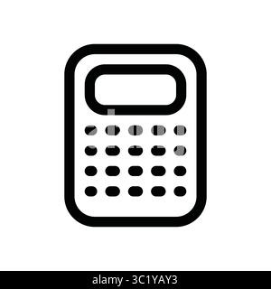 Calculator icon, simple outline. Hand drawn office element Stock Vector