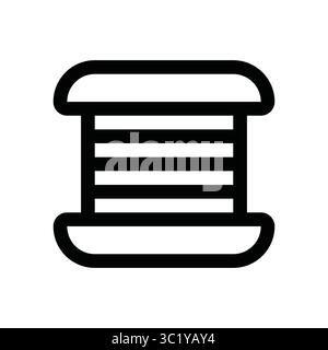 Thick thread icon, sewing thread. Simple black outline illustration. Hand drawn art supplies Stock Vector