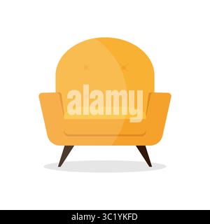 Yellow armchair seat flat icon isolated on white background. Flat chair icon symbol. Vector illustration Stock Vector