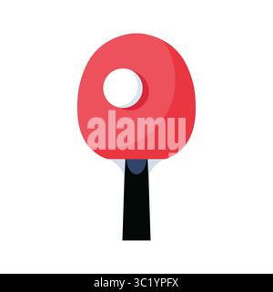 Ping pong or table tennis racket flat icon on white background. Vector illustration Stock Vector