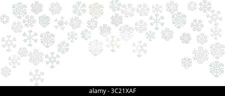 Transparent background with snowflakes in soft pastels. Horizontal. Stock Vector