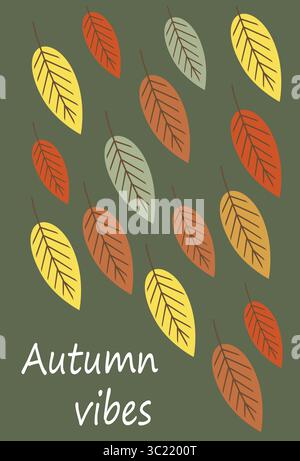 Autumn simple poster set. Autumn flyer set of designs Scandinavian mosaic. Banner autumn elements in Bauhaus style. Autumn design poster. Vector illustration. Stock Vector