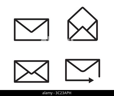 Mail icon set. email icon vector. E-mail icon. Envelope illustration Stock Vector