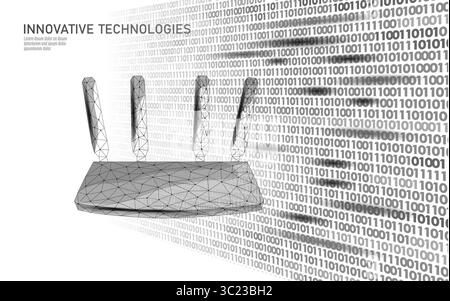 Wireless router concept illustration. Network connection communication technology design. Internet wifi signal digital information. Low poly style gra Stock Vector