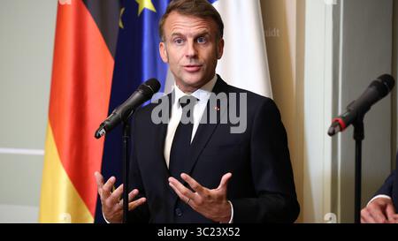Berlin, Germany, 23th Juli 2025. Joint press statement by Federal Chancellor Friedrich Merz (GER) and the President of the French Republic, Emmanuel Macron (FRA). Photo: Klaus Kroenert Credit: Klaus Kroenert/Alamy Live News Stock Photo