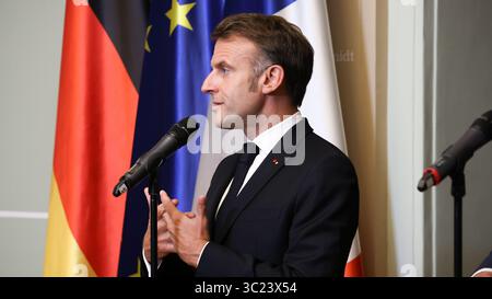 Berlin, Germany, 23th Juli 2025. Joint press statement by Federal Chancellor Friedrich Merz (GER) and the President of the French Republic, Emmanuel Macron (FRA). Photo: Klaus Kroenert Credit: Klaus Kroenert/Alamy Live News Stock Photo
