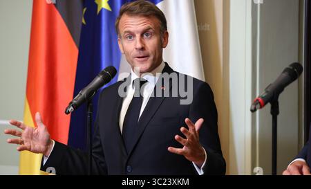 Berlin, Germany, 23th Juli 2025. Joint press statement by Federal Chancellor Friedrich Merz (GER) and the President of the French Republic, Emmanuel Macron (FRA). Photo: Klaus Kroenert Credit: Klaus Kroenert/Alamy Live News Stock Photo