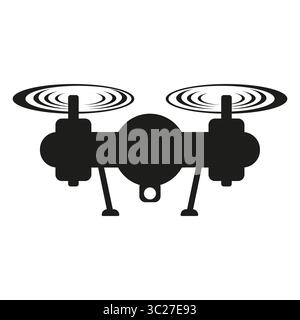 Drone vector icon. Flying device symbol. Aerial quadcopter shape. Black minimal silhouette. Stock Vector