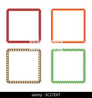 Patterned square borders. Triangle colorful shapes. Vector graphic frames. Decorative corner icons. Stock Vector