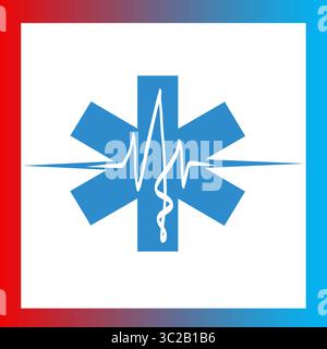 Medical star symbol. Health care Vector. Emergency services icon. Heartbeat pulse graphic. Stock Vector
