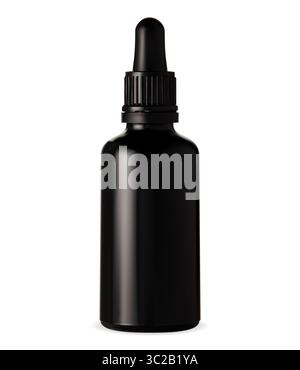 Beauty serum cosmetic dropper bottle. Essential oil treatment product container blank design. Facial skin care collagen essence pipette bottle, elegan Stock Vector