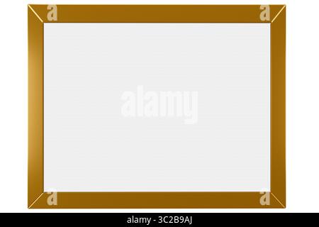 Gold, gilded frame, with central empty space for the possible insertion of images or text. 3D illustration Stock Photo
