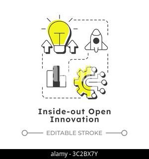 Inside out open innovation modern linear concept icon Stock Vector