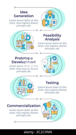 Innovation funnel infographic vertical sequence Stock Vector