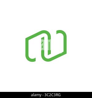 letter nu simple green leaf abstract geometric logo vector Stock Vector