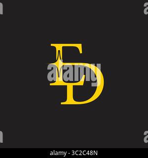 letters ed gold star simple linked logo vector Stock Vector
