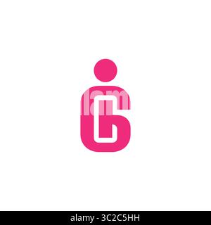 letter ig people simple geometric logo vector Stock Vector