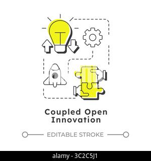 Coupled open innovation modern linear concept icon Stock Vector
