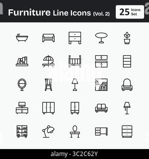 Furniture Line Icons (Vol. 2) Stock Vector
