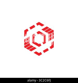 hexagonal stripes lines geometric swoosh arrows logo vector Stock Vector
