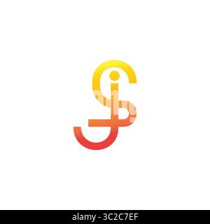 letter js simple unique geometric line gradient logo vector Stock Vector