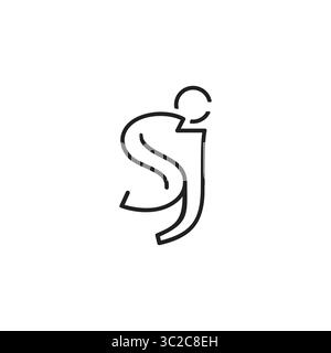 letter sj mono line thin simple logo vector Stock Vector