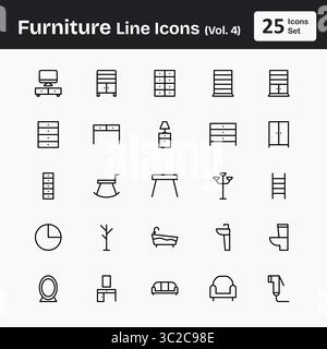 Furniture Line Icons (Vol. 4) Stock Vector