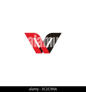 letters wv simple linked shadow logo vector Stock Vector