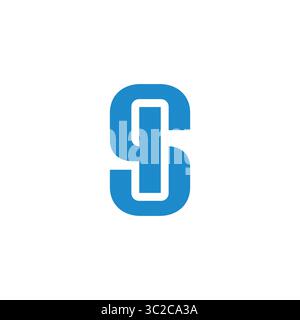 letter si simple geometric linked uppercase logo vector Stock Vector