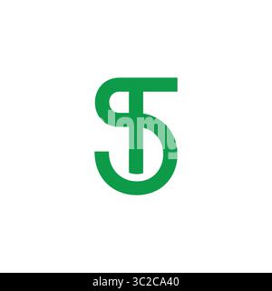 letter st simple geometric green money logo vector Stock Vector