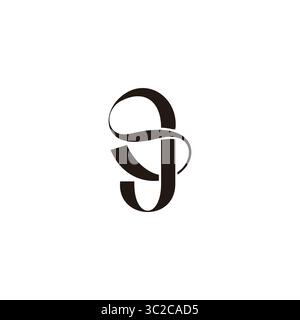 letter sj continue ribbon unique abstract logo vector Stock Vector