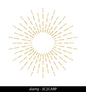 The sun, the sun's rays are orange in vintage style on a white background. Stock Vector