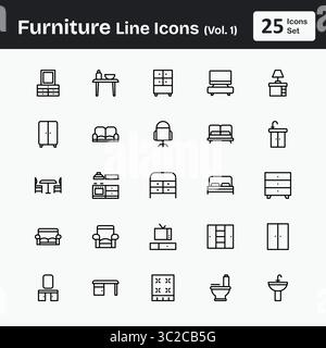 Furniture Line Icons (Vol. 1) Stock Vector