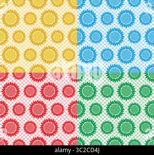 Seamless backgrounds with bright sunflowers. Stock Vector