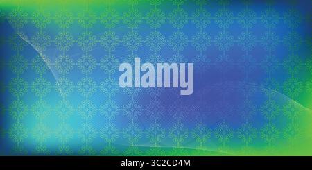 Blue green gradient with ornate pattern and flowing lines Stock Vector