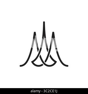 letter m curves infinity overlap lines crown logo vector Stock Vector