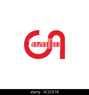 letter ga ag red simple linked logo geometric vector Stock Vector