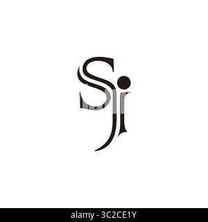 letter sj stripes linked linear logo vector Stock Vector