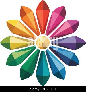"Colorful Geometric Flower Illustration" Stock Vector