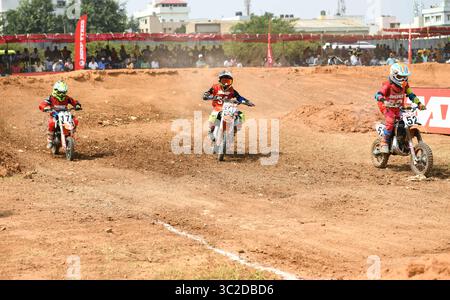 June 2, 2019 - Bangalore, Karnataka, India - Kids between the ages of 6-13 take part during the MRF Mogrip SuperCross Championship in Bangalore. (Credit Image: © Meghana Sastry/SOPA Images via ZUMA Wire) Stock Photo