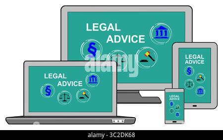 Legal advice concept shown on different information technology devices Stock Photo