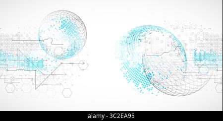 Science and technology background using hexagon and sphere shapes. Vector. Stock Vector