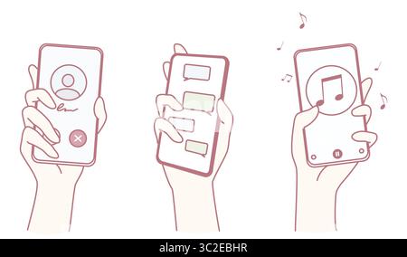 Exploring the essential features found in modern smartphones, including making calls, sending texts, and enjoying music Stock Vector