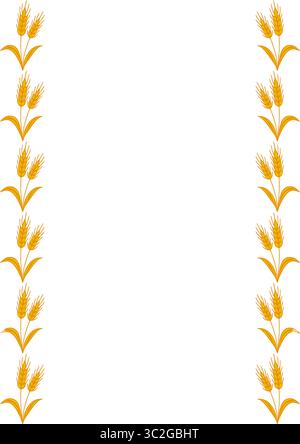 Elegant vector frame design featuring a repeating pattern of golden wheat stalks, perfect for autumnal or harvest-themed projects. Stock Vector