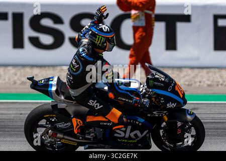 June 16, 2019 - Montmelo, Barcelona, Spain - Luca Marini, #10 (ITA) SKY Racing Team VR46  during the Race of Catalunya GP, MotoGP 2019 World Championship at Circuit de Barcelona on June 16, 2019 in Montmelo, Spain. (Credit Image: © AFP7 via ZUMA Wire) Stock Photo
