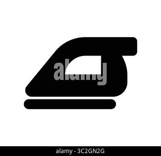 A minimalistic black silhouette of an iron appliance, suitable for fabric care and home use applications, conveying simplicity and modern design. Stock Vector