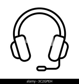 A minimalist icon of a headset with a microphone, perfect for representing audio and communication concepts in various contexts. Stock Vector