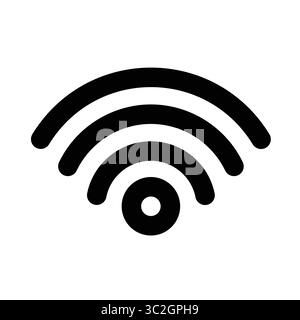 This black Wi-Fi signal icon features a clean, modern design ideal for representing wireless connections. Perfect for technology-related projects and Stock Vector